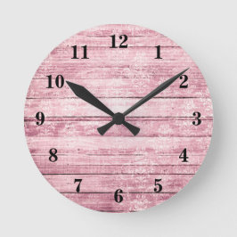 Rustikale Barn Boards Shabby Pink Not leidendes Ho Runde Wanduhr