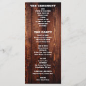Rustikale Barn-Holz-Typografie ländliche Hochzeit Programm (Rückseite)