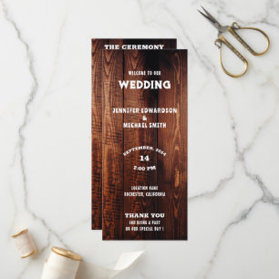 Rustikale Barn-Holz-Typografie ländliche Hochzeit Programm