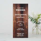 Rustikale Barn-Holz-Typografie ländliche Hochzeit Programm (Stehend Vorderseite)
