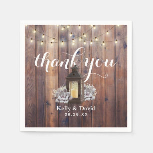 Rustikale Barn Lantern & String Lights Hochzeit Serviette