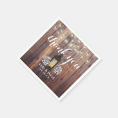 Rustikale Barn Lantern & String Lights Hochzeit Serviette (Ecke)