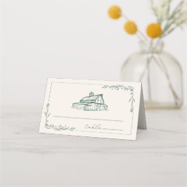 Rustikale Barn Smaragdgrüne Hochzeit im Herbst Platzkarte