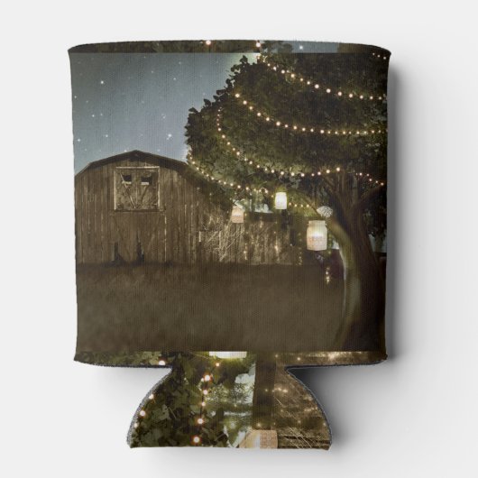 Rustikale Barn & Tree Lights Hochzeit kann kühlen Dosenkühler (Rückseite)
