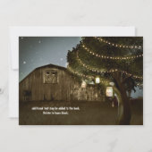 Rustikale Barn & Tree Lights Hochzeiten Einladung (Rückseite)