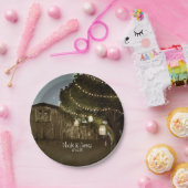 Rustikale Barn & Tree Lights Hochzeitspapier-Telle Pappteller (Party)