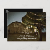 Rustikale Barn- und Baumhütten, die Hochzeit rette Ankündigungspostkarte (Vorne/Hinten)