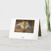 Rustikale Barn Wagon Wheel Sonnenblume Feiertagskarte (Rückseite)