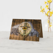 Rustikale Barn Wagon Wheel Sonnenblume Karte (Gelbe Blume)