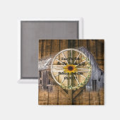 Rustikale Barn Wagon Wheel Sonnenblume Magnet (Vorderseite/Rückseite)