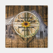 Rustikale Barn Wagon Wheel Sonnenblume Magnet (Vorne)