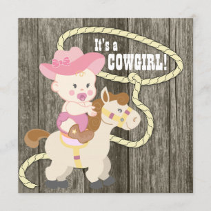 Rustikale Barn Wood Cowgirl Babydusche Einladung