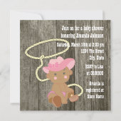 Rustikale Barn Wood Cowgirl Babydusche Einladung (Rückseite)