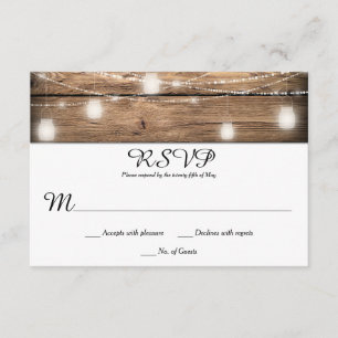 Rustikale Barn Wood Mason Jar Lights RSVPs RSVP Karte