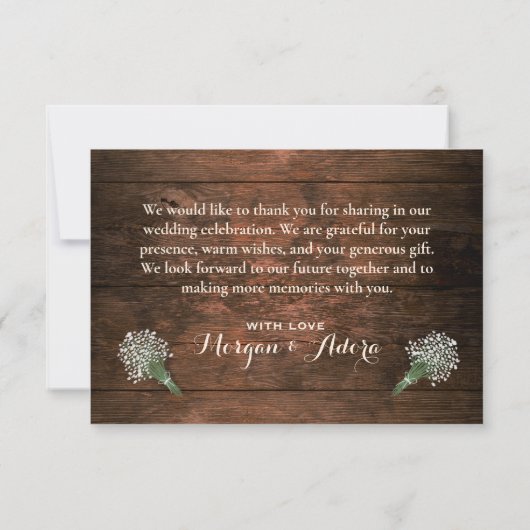 Rustikale Barn Wood Mason Jar String Lights Hochze Dankeskarte (Rückseite)