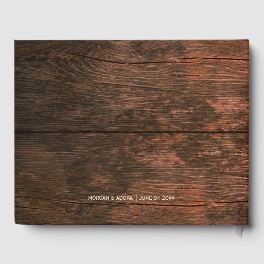 Rustikale Barn Wood Mason Jar String Lights Hochze Gästebuch (Rückseite)