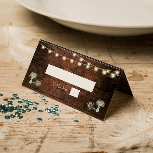 Rustikale Barn Wood Mason Jar String Lights Hochze Platzkarte