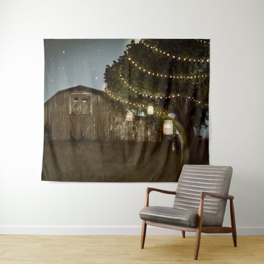 Rustikale Barnenstarry Abend Night Wedding Hinterg Wandteppich (Beispiel (Horizontal))