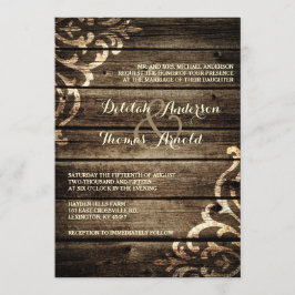 Rustikale Barnholz Damask Vintage Hochzeit Einladu Einladung