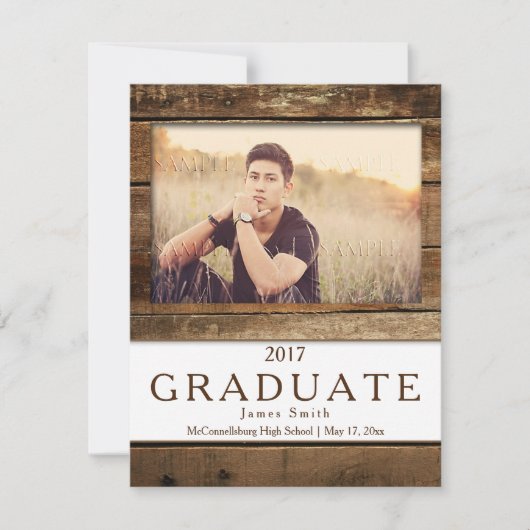 Rustikale Barnholz Foto Abschluss Ankündigung (Vorderseite)