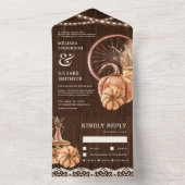 Rustikale Barnholz Herbst Boho Pumpkin Hochzeit All In One Einladung (Innen Boden)