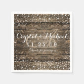 Rustikale Barnholz-Schneeflocken Winterhochzeit Serviette (Vorderseite)