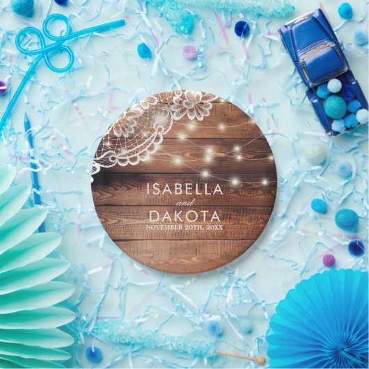 Rustikale Barnholz-Spitzen- & Streichellichter Hoc Pappteller (Party)