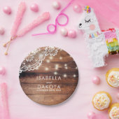 Rustikale Barnholz-Spitzen- & Streichellichter Hoc Pappteller (Party)