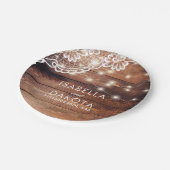 Rustikale Barnholz-Spitzen- & Streichellichter Hoc Pappteller (Schrägansicht)