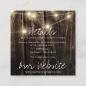 Rustikale Barnholz-String Lights Country Wedding Begleitkarte (Rückseite)