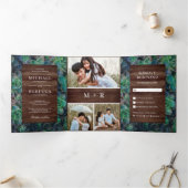 Rustikale Barnholz-Sukkulationen Fotocollage Hochz Dreifach Gefaltete Einladung (Innenseite)