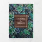 Rustikale Barnholz-Sukkulationen Fotocollage Hochz Dreifach Gefaltete Einladung (Cover)