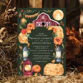 Rustikale Barnklappen und Herbstblumenhochzeit Einladung