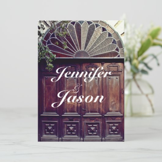 Rustikale Barntür Land Hochzeitseinladungen Einladung (Stehend Vorderseite)