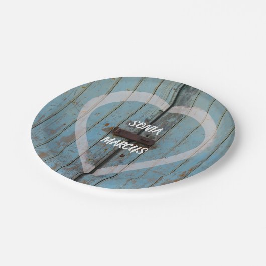 Rustikale Barntürenhochzeit Pappteller (Schrägansicht)