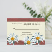 Rustikale Barnwood Daisy Response Card RSVP Karte (Stehend Vorderseite)