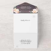 Rustikale Barnwood Floral Peach Cream Gold Wedding All In One Einladung (Außenbereich)