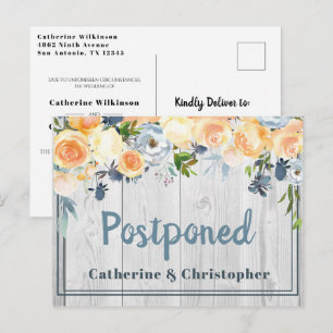 Rustikale Barnwood Floral verzögert Hochzeit Postkarte