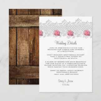 Rustikale Barnwood & Lace Wedding Begleitkarte