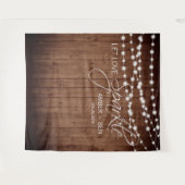 Rustikale Barnwood String Lights Custom Wedding Wandteppich (Vorderseite (Horizontal))