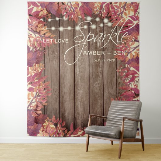 Rustikale Barnwood String Lights Hochzeit im Herbs Wandteppich (Beispiel)