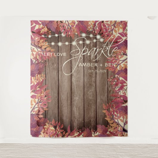 Rustikale Barnwood String Lights Hochzeit im Herbs Wandteppich (Vorderseite)