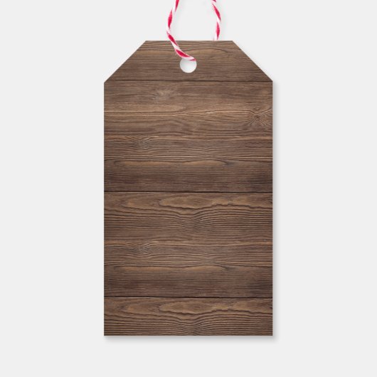 Rustikale Barnwood Watercolor Floral Wedding Geschenkanhänger (Rückseite)