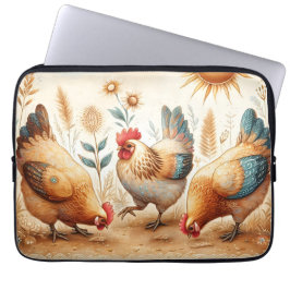 Rustikale Barnyard Chickens Boho Laptop Sleeve