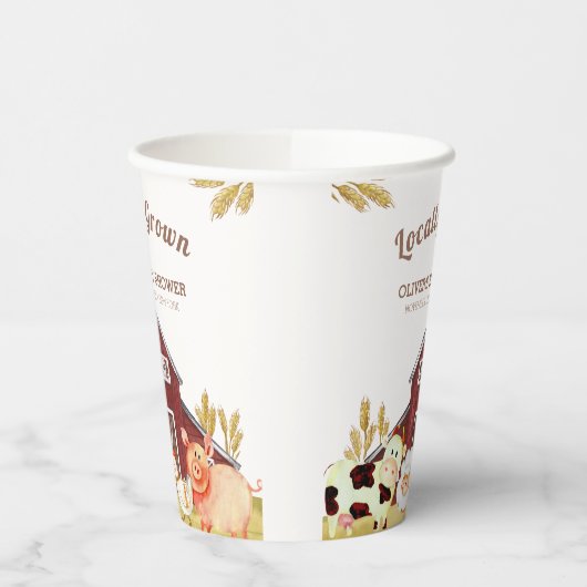 Rustikale Barnyard Farm Animals Baby Dusche Pappbecher (Links)