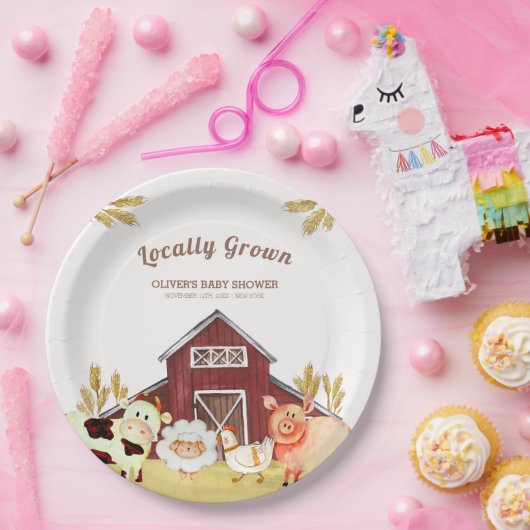 Rustikale Barnyard Farm Animals Baby Dusche Pappteller (Party)