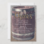Rustikale Barrel & Burlap Cheers Pub Engagement Pa Einladung (Vorderseite)