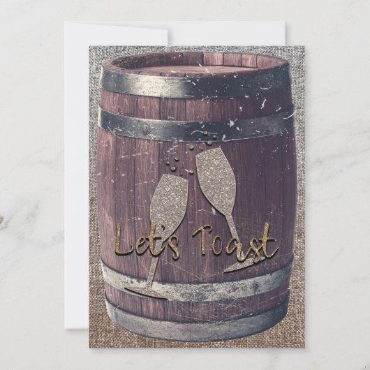 Rustikale Barrel & Burlap Cheers Pub Engagement Pa Einladung (Rückseite)