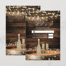 Rustikale Barrel Champagne Lights Hochzeit RSVP An