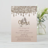 Rustikale Barrel Glam Glitzer Tropfen Engagement P Einladung (Stehend Vorderseite)